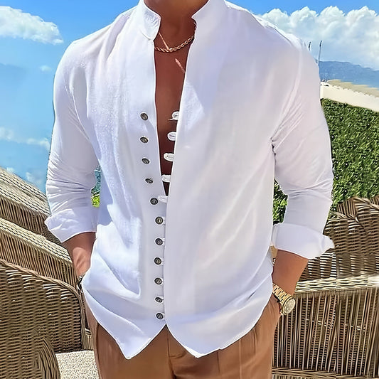 Cordoba Men's Linen Long Sleeve Shirt - VibreMode