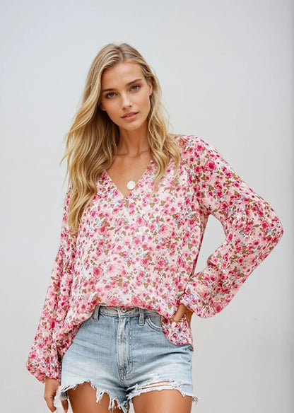 Women's Floral Blouse Casual Cotton - VibreMode