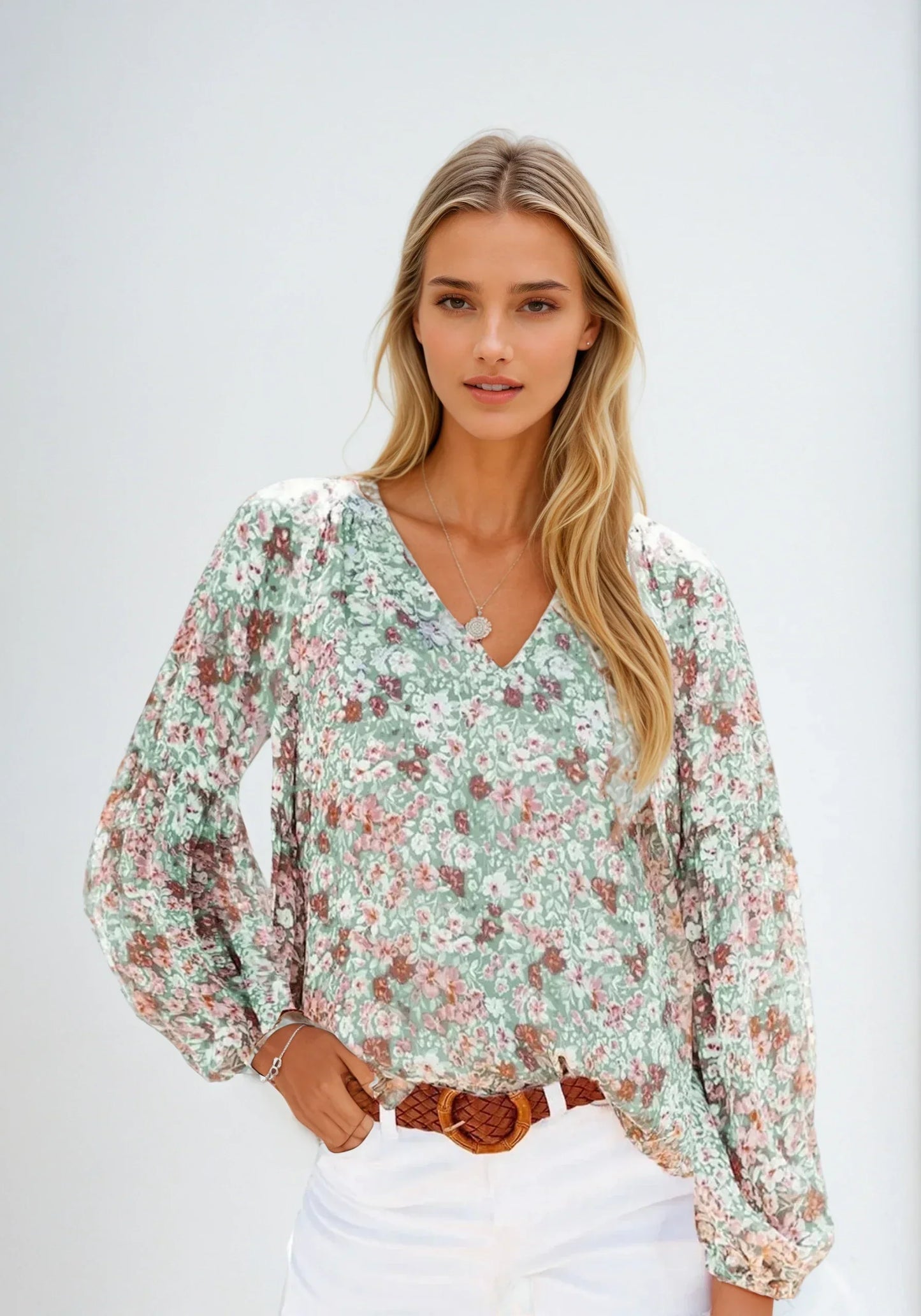 Women's Floral Blouse Casual Cotton