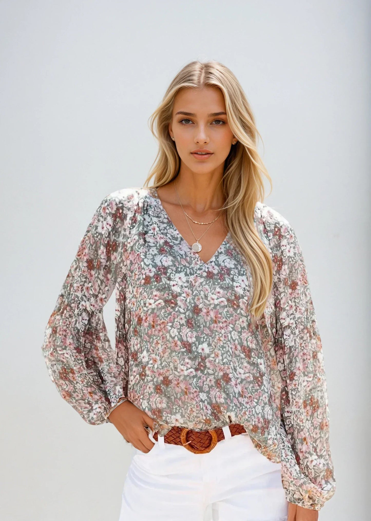 Women's Floral Blouse Casual Cotton
