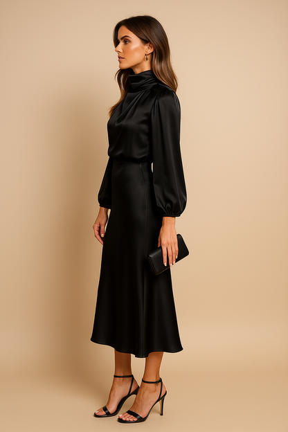 Women's Satin Midi Dress Adjustable Straps