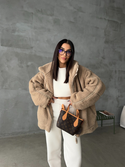 Cozy Large Sherpa Fleece Winter Coat