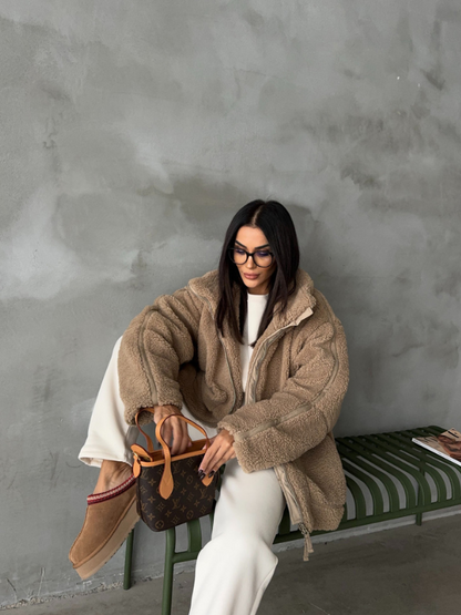 Cozy Large Sherpa Fleece Winter Coat