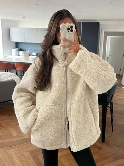 Cozy Large Sherpa Fleece Winter Coat - VibreMode