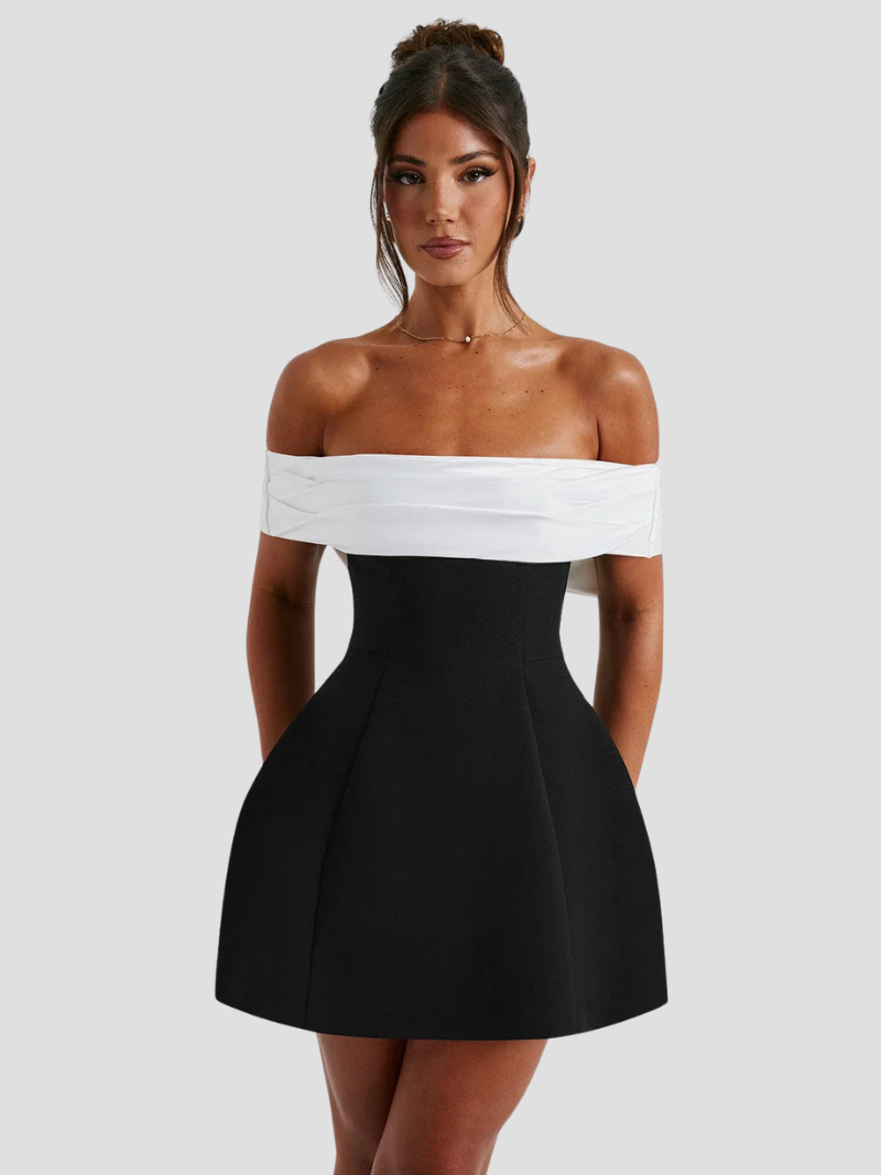 Women's Off Shoulder Mini Dress With Bow Detail
