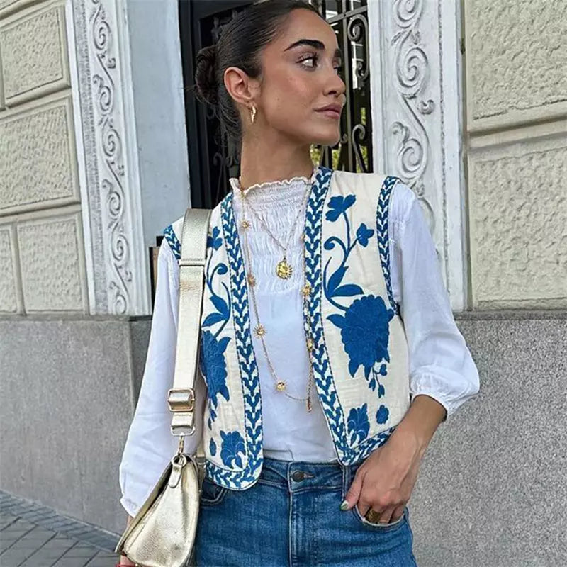Women's Cotton Waistcoat Lightweight Beige