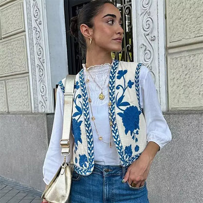 Women's Cotton Waistcoat Lightweight Beige