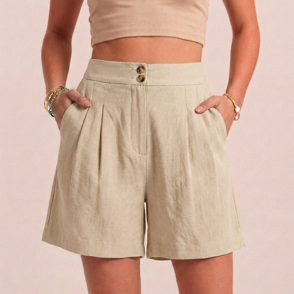 Women's Relaxed Fit Paperbag Shorts Tailored Pockets