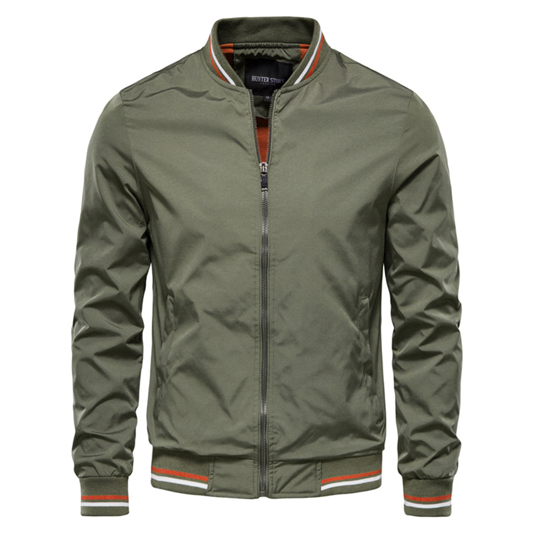 Men's Bomber Jacket Zip-Up Ribbed Collar - VibreMode