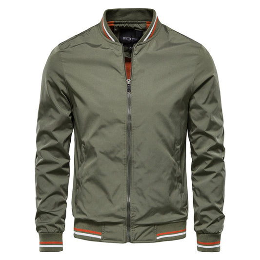 Men's Bomber Jacket Zip-Up Ribbed Collar - VibreMode
