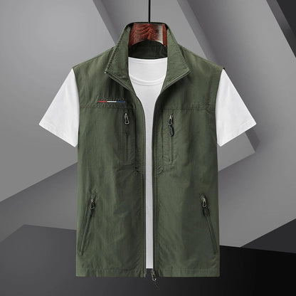 Men's Travel Vest Multi-Pocket Cotton Summer