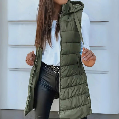 Warm Women's Down Hooded Waistcoat