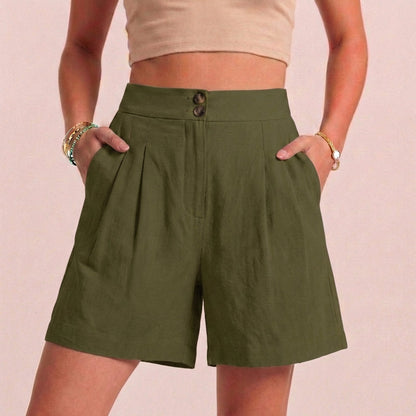 Women's Relaxed Fit Paperbag Shorts Tailored Pockets