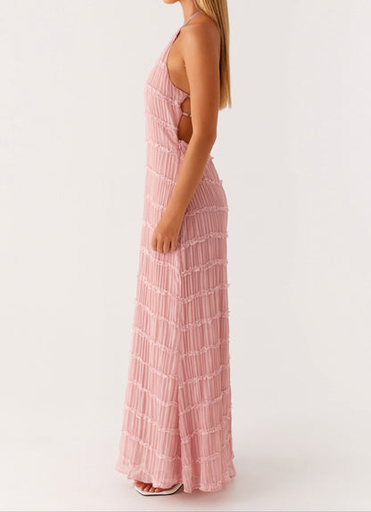 Women's Fitted Halter Maxi Dress