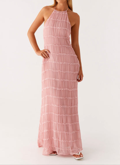 Women's Fitted Halter Maxi Dress