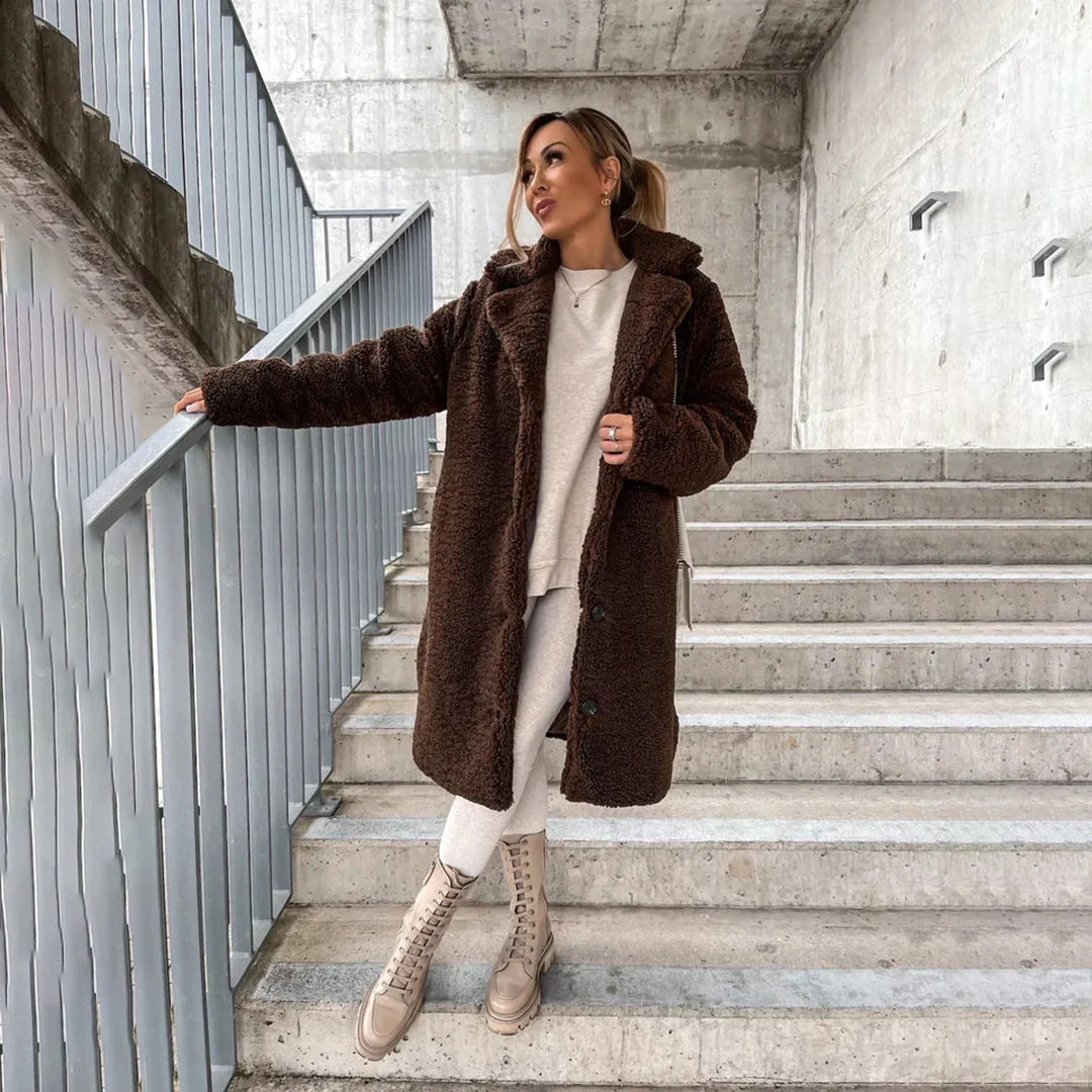 Women's Long Teddy Coat - VibreMode