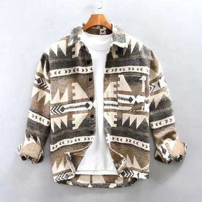 Men's Flannel Jacket Aztec Pattern Warm Winter