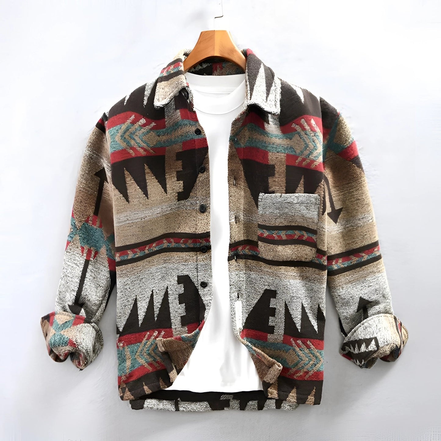Men's Flannel Jacket Aztec Pattern Warm Winter