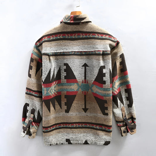 Men's Flannel Jacket Aztec Pattern Warm Winter - VibreMode