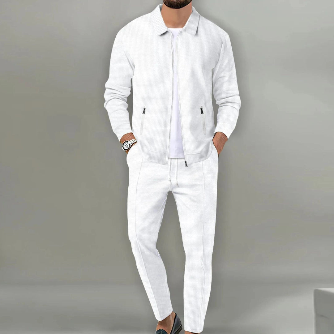 Men's Textured Tracksuit Beige Lightweight