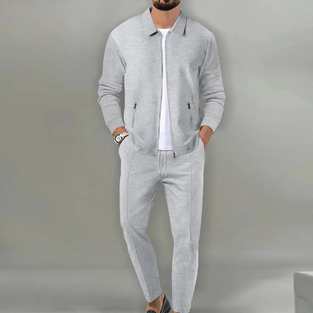 Men's Textured Tracksuit Beige Lightweight