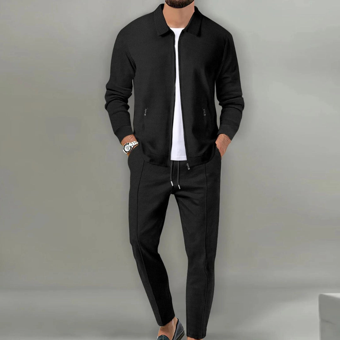 Men's Textured Tracksuit Beige Lightweight
