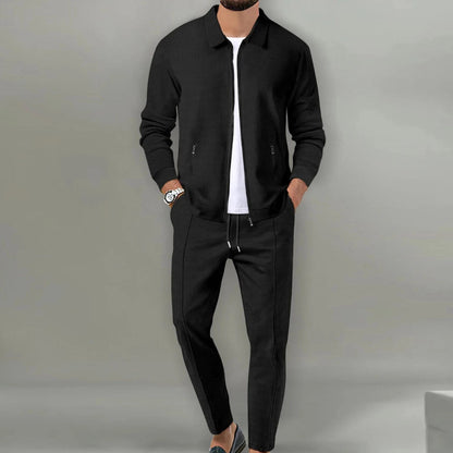 Men's Textured Tracksuit Beige Lightweight