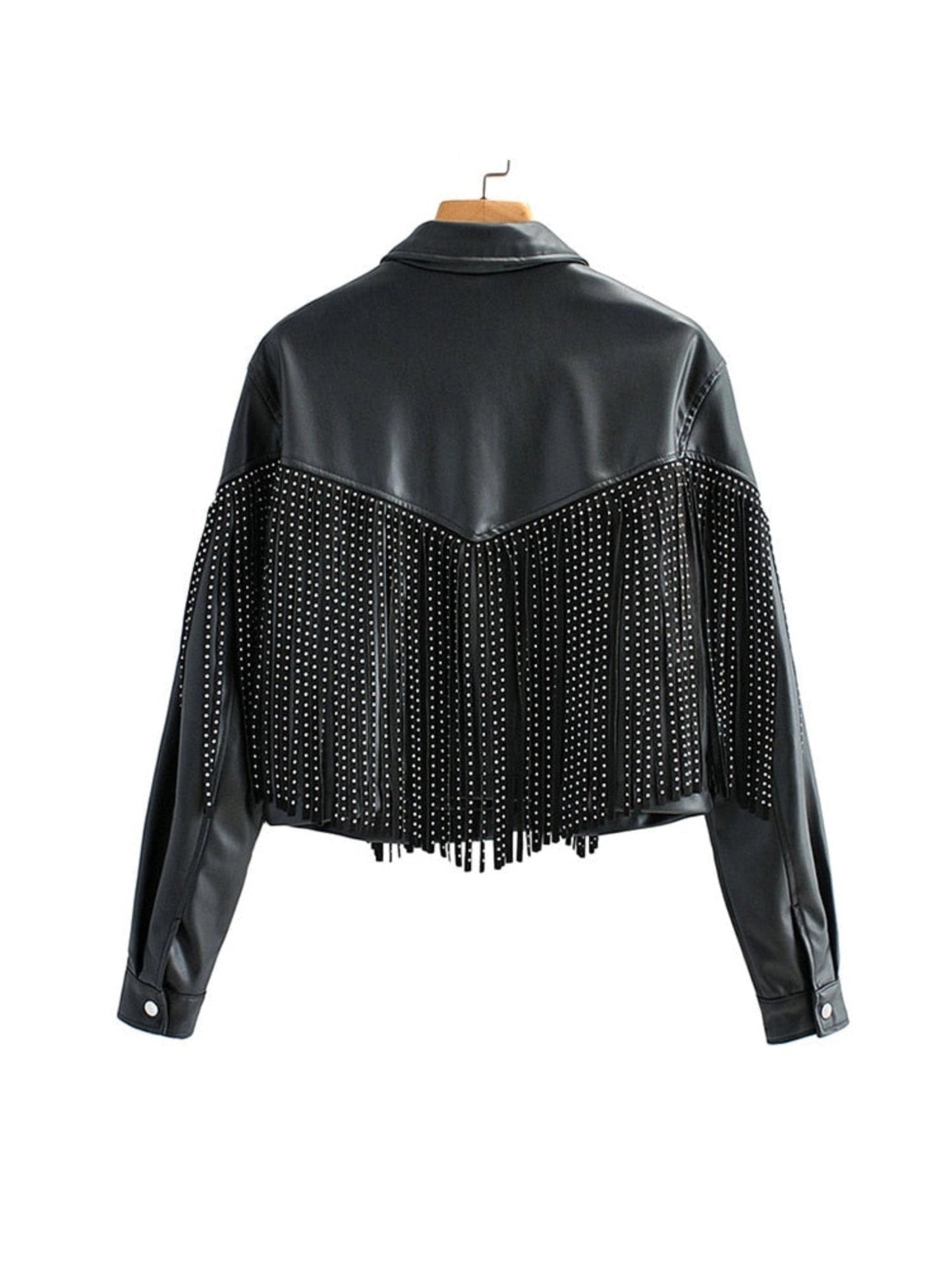 Women's Studded Leather Jacket Black