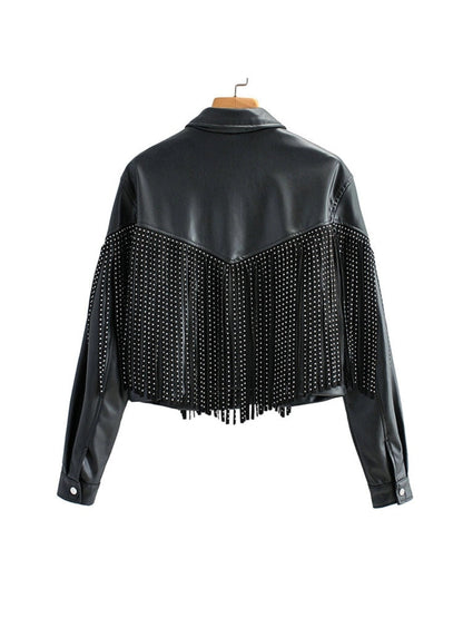 Women's Studded Leather Jacket Black