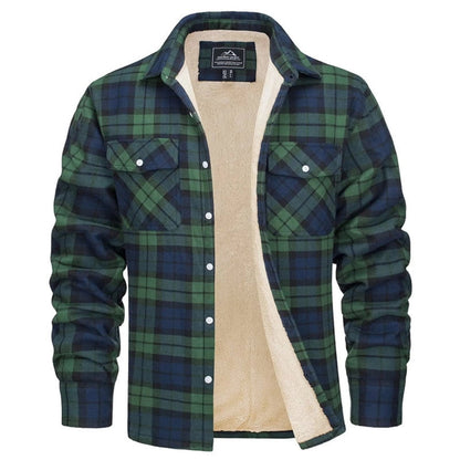 Men's Sherpa Jacket Insulated Flannel Warm Plaid - VibreMode