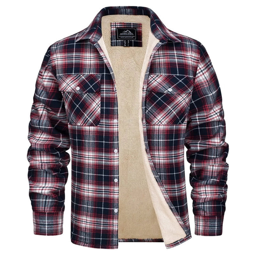 Men's Sherpa Jacket Insulated Flannel Warm Plaid