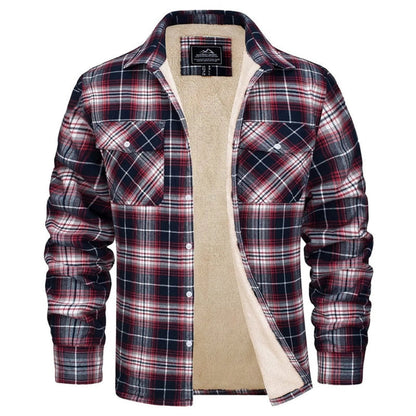 Men's Sherpa Jacket Insulated Flannel Warm Plaid