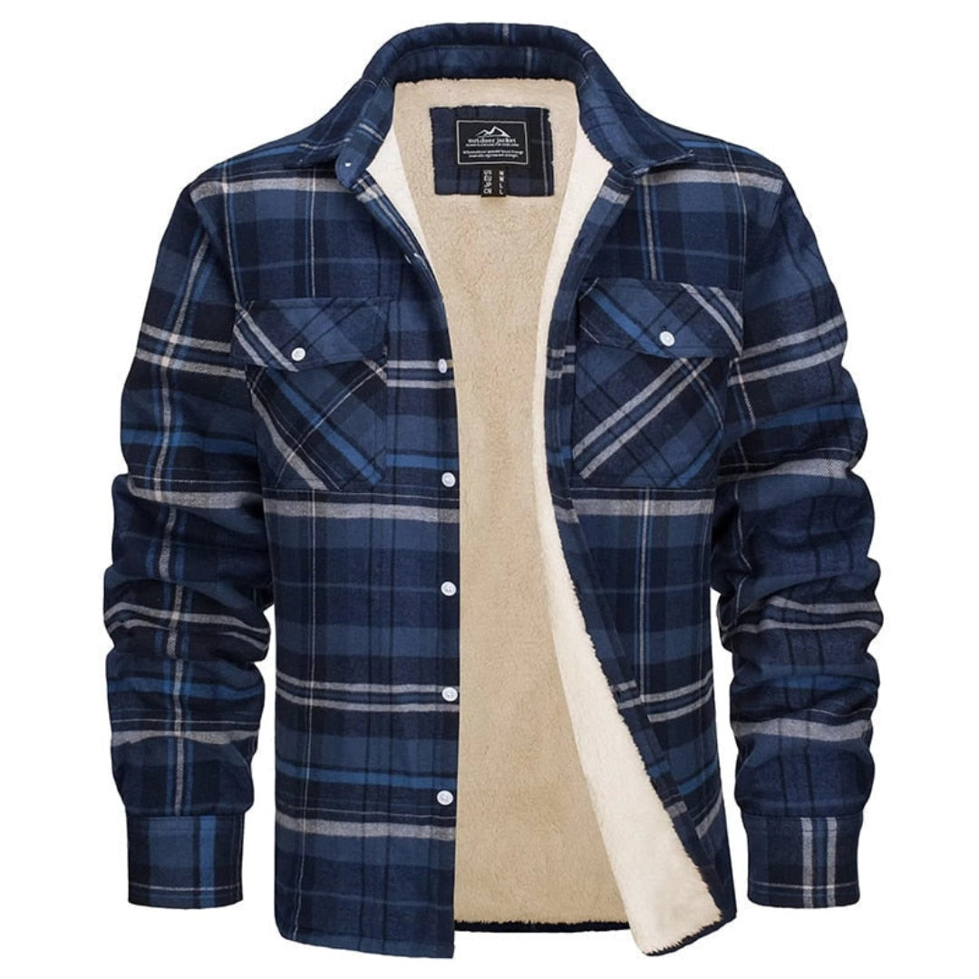 Men's Sherpa Jacket Insulated Flannel Warm Plaid