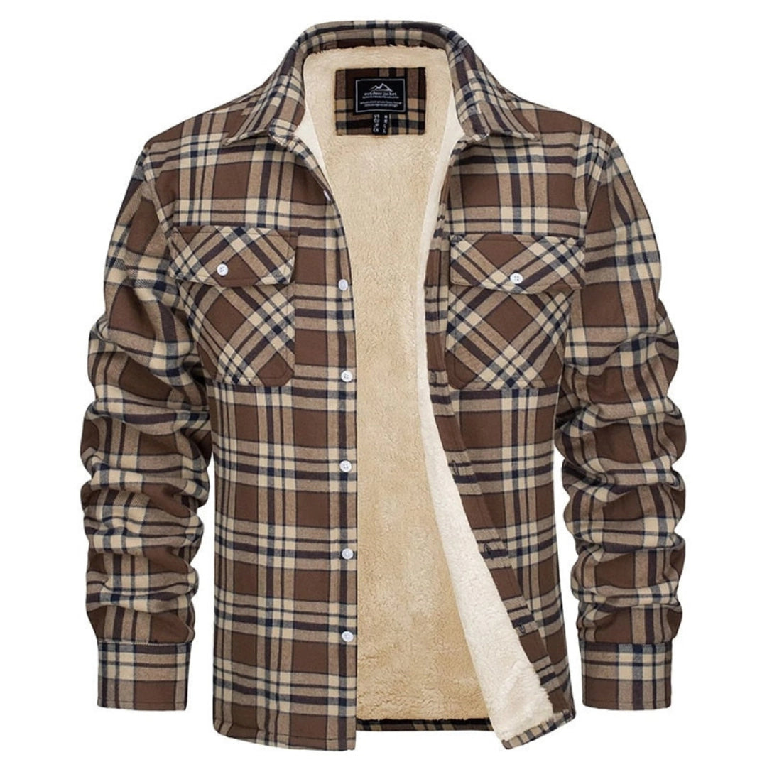 Men's Sherpa Jacket Insulated Flannel Warm Plaid