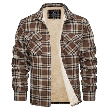 Men's Sherpa Jacket Insulated Flannel Warm Plaid