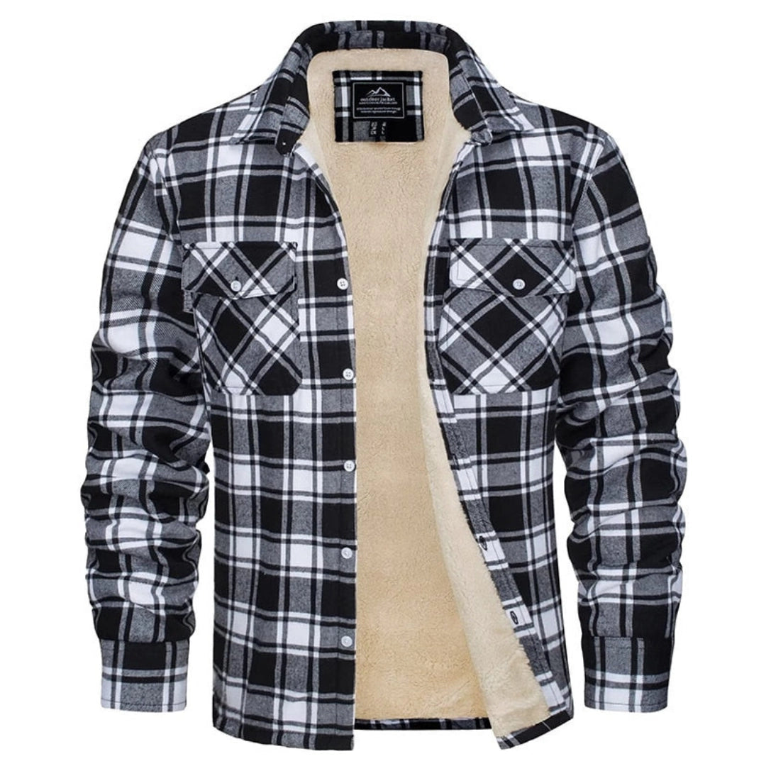 Men's Sherpa Jacket Insulated Flannel Warm Plaid