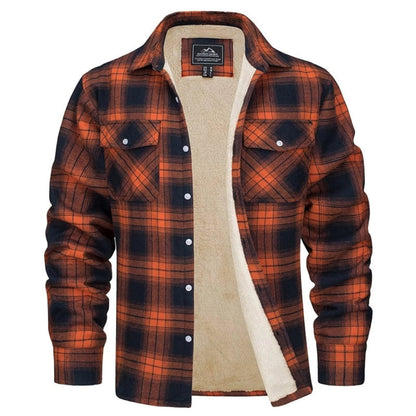 Men's Sherpa Jacket Insulated Flannel Warm Plaid