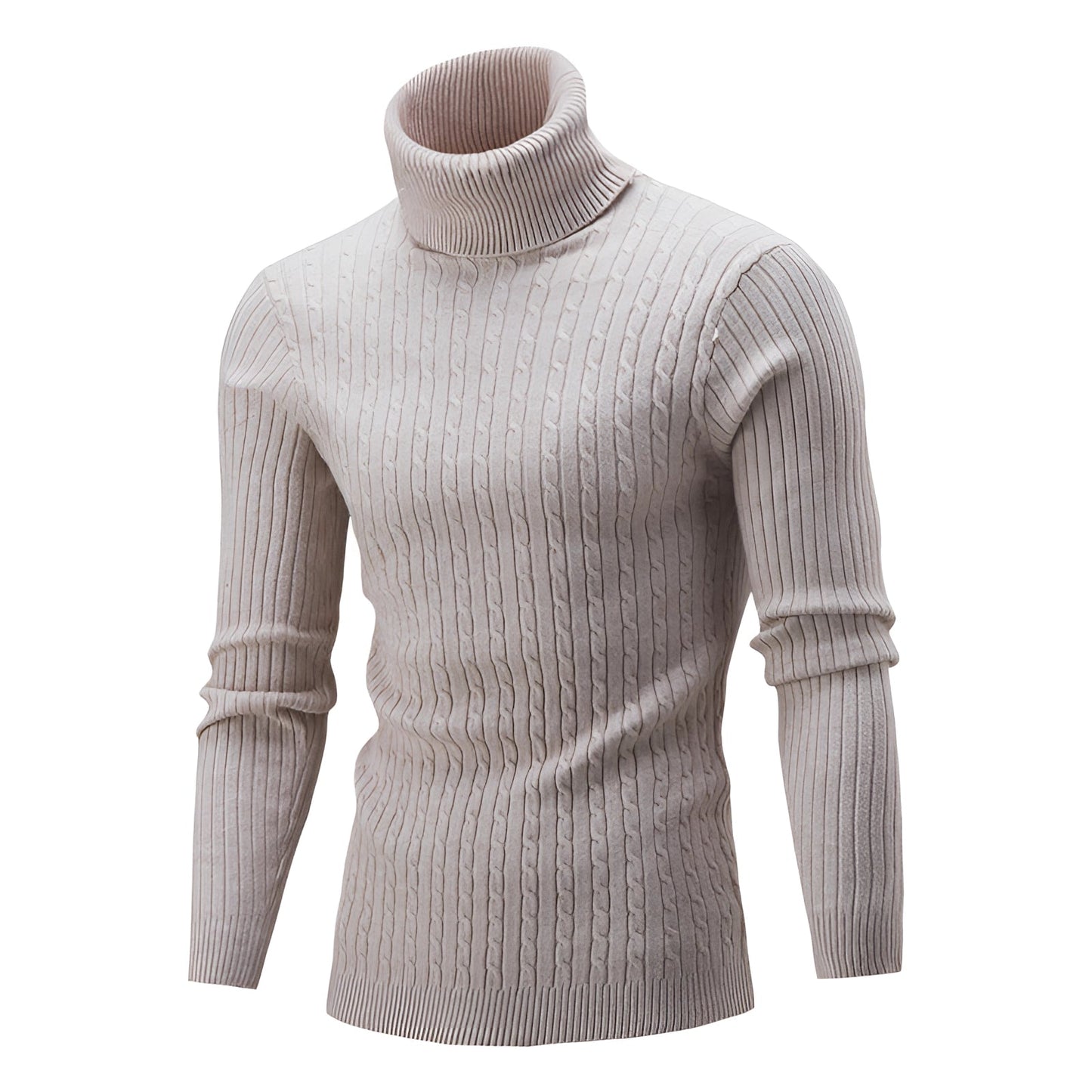 Women's Wool Turtleneck Sweater Black Cable Knit