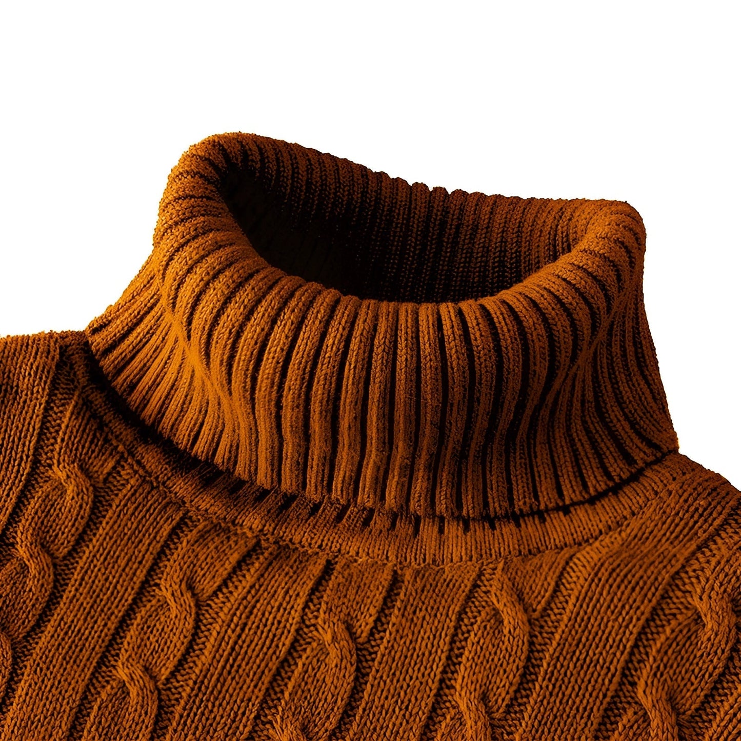 Women's Wool Turtleneck Sweater Black Cable Knit