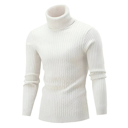 Women's Wool Turtleneck Sweater Black Cable Knit