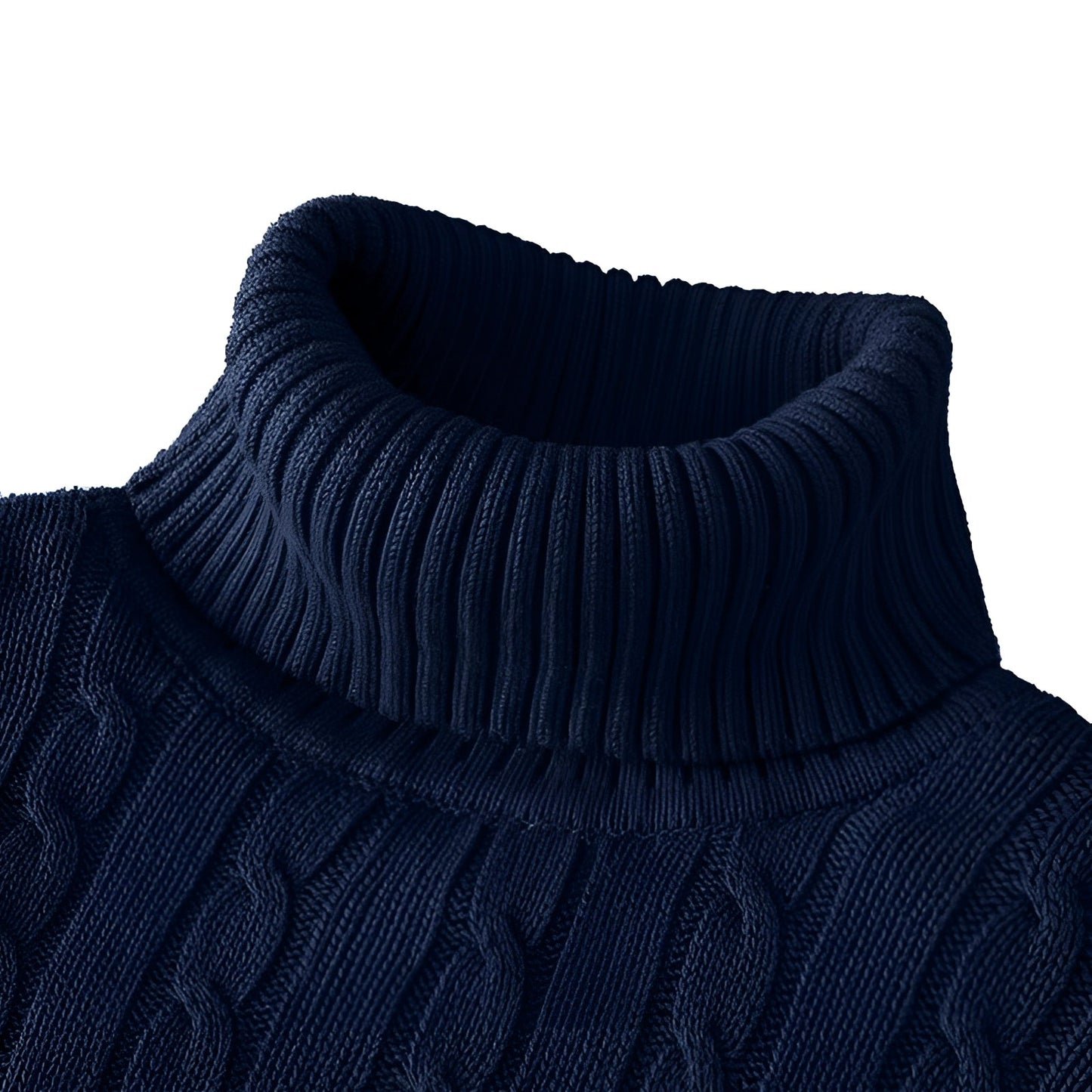 Women's Wool Turtleneck Sweater Black Cable Knit