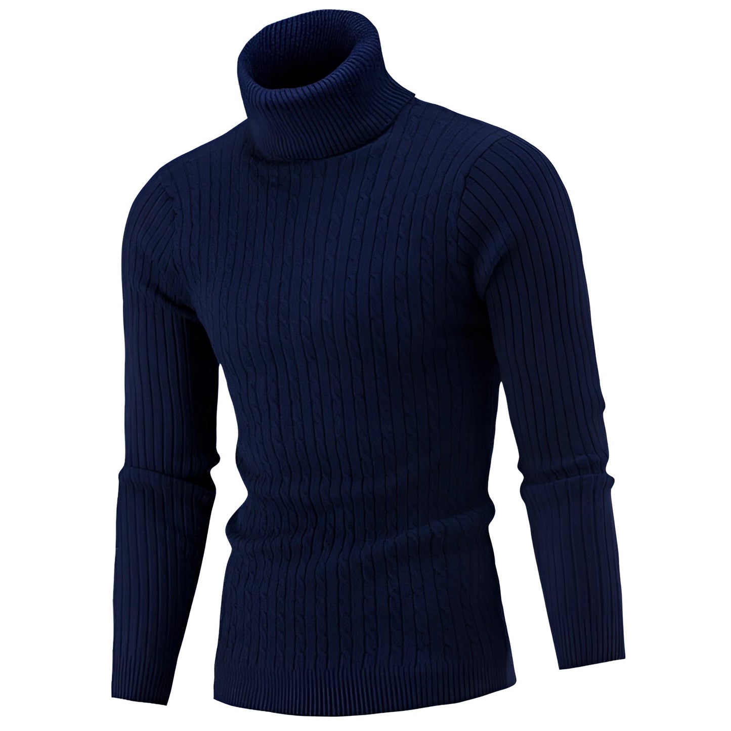 Women's Wool Turtleneck Sweater Black Cable Knit