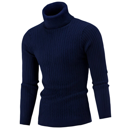 Women's Wool Turtleneck Sweater Black Cable Knit