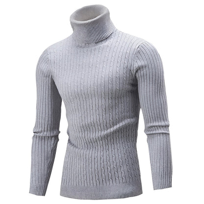Women's Wool Turtleneck Sweater Black Cable Knit