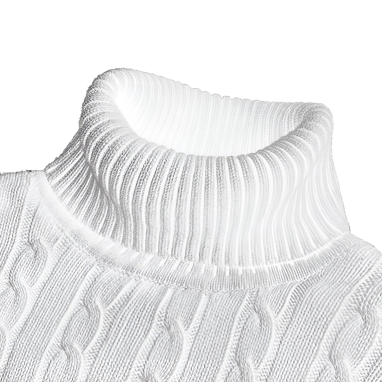 Women's Wool Turtleneck Sweater Black Cable Knit