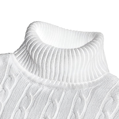 Women's Wool Turtleneck Sweater Black Cable Knit