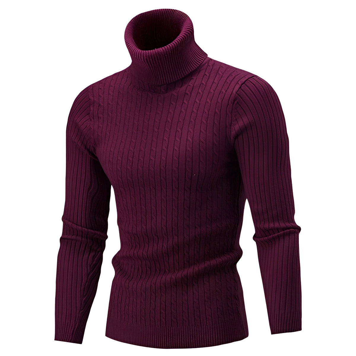 Women's Wool Turtleneck Sweater Black Cable Knit