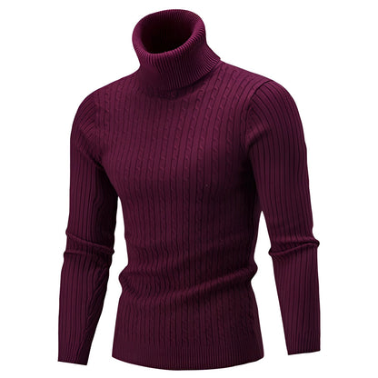 Women's Wool Turtleneck Sweater Black Cable Knit