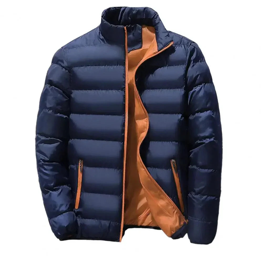 Men's Insulated Puffer Jacket Water-Resistant Navy Blue - VibreMode