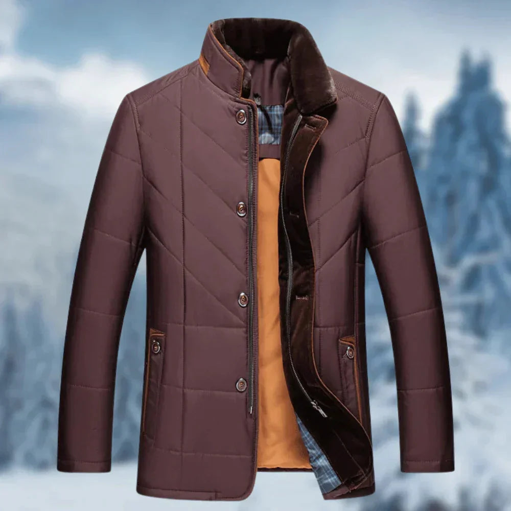 Men's Waterproof Winter Coat Insulated Quilted Thermal Fur Collar